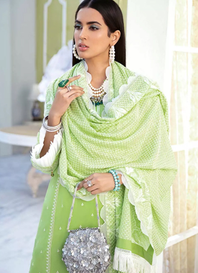 3PC Unstitched Chiffon Embroidered Suit LE-26