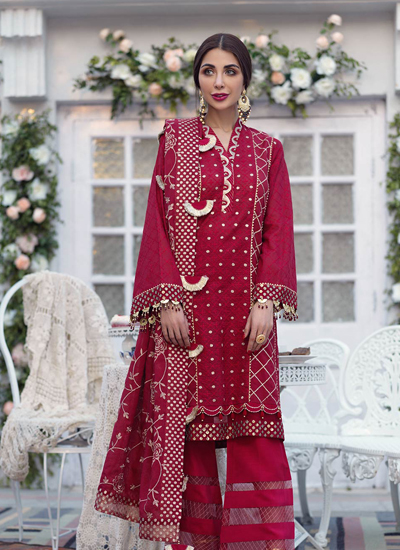 RED-COTTON NET-SUIT - 3 PC