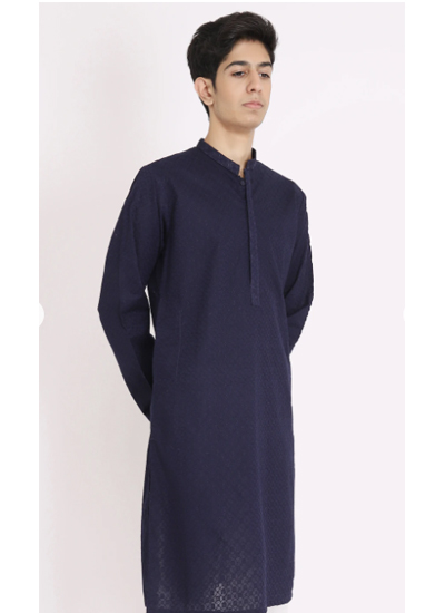 EMBROIDERED KURTA-NAVY