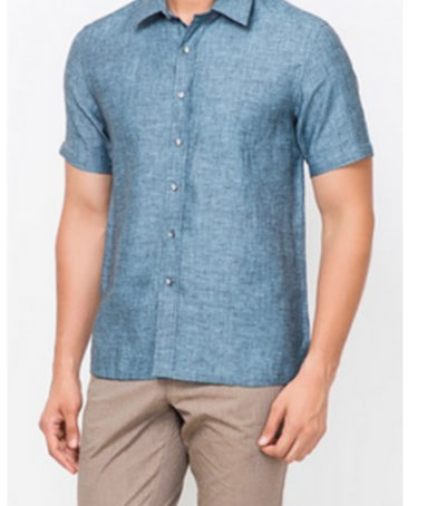 Blue Linen Bush Shirt