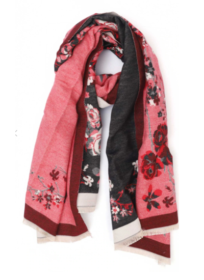 PRINTED SHAWL-BLACK-RED