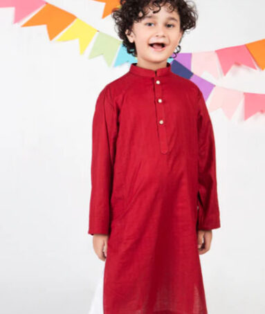 Maroon Kurta Gold Botton