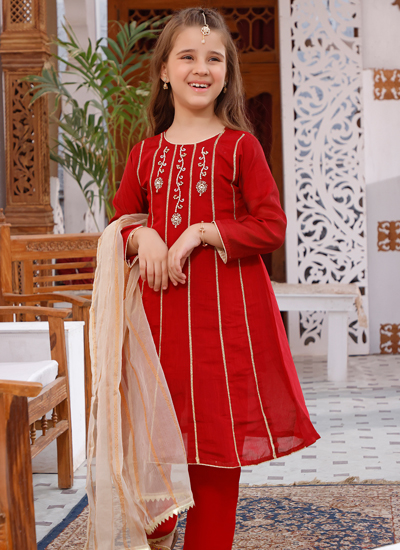 3 Pc Dress With Paper Cotton Dupatta