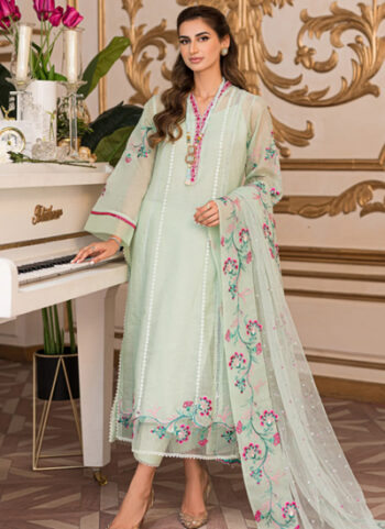 3-Piece Mint Green Khaadi Net Dress