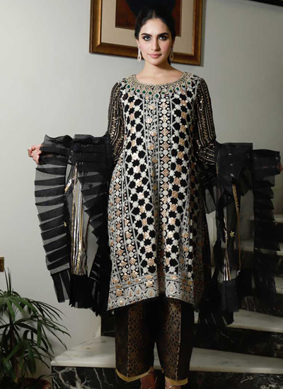 Black Chikankari Gotta Patti Dress