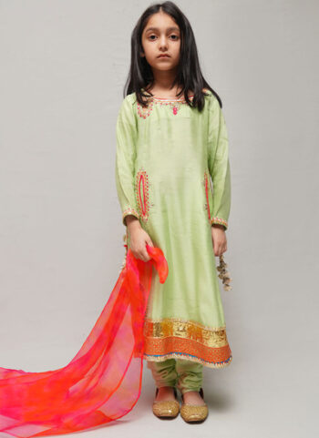 Coral Festive Green Kalidar Beautiful Set