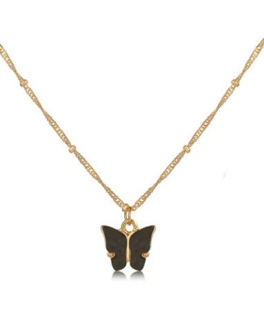 Black Butterfly Pendant Necklace For Ladies