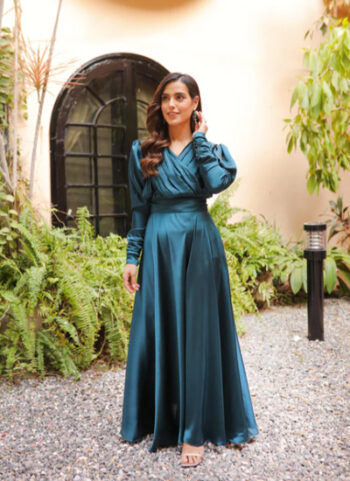 Persian-Green Mulberry Silk Dress