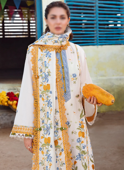 Zesty Yellow Lemons Embroidered Flora Dress