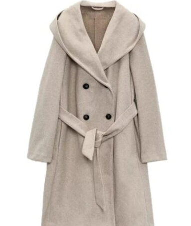 Beige Hoodie Coat For Women