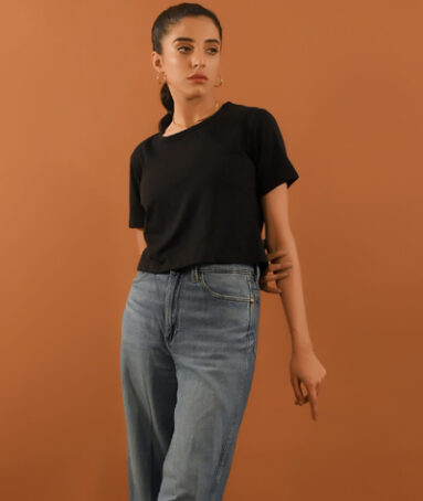 Black Crop T-Shirt For Women