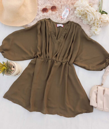 Olive Green V-Neckline Curtis Top